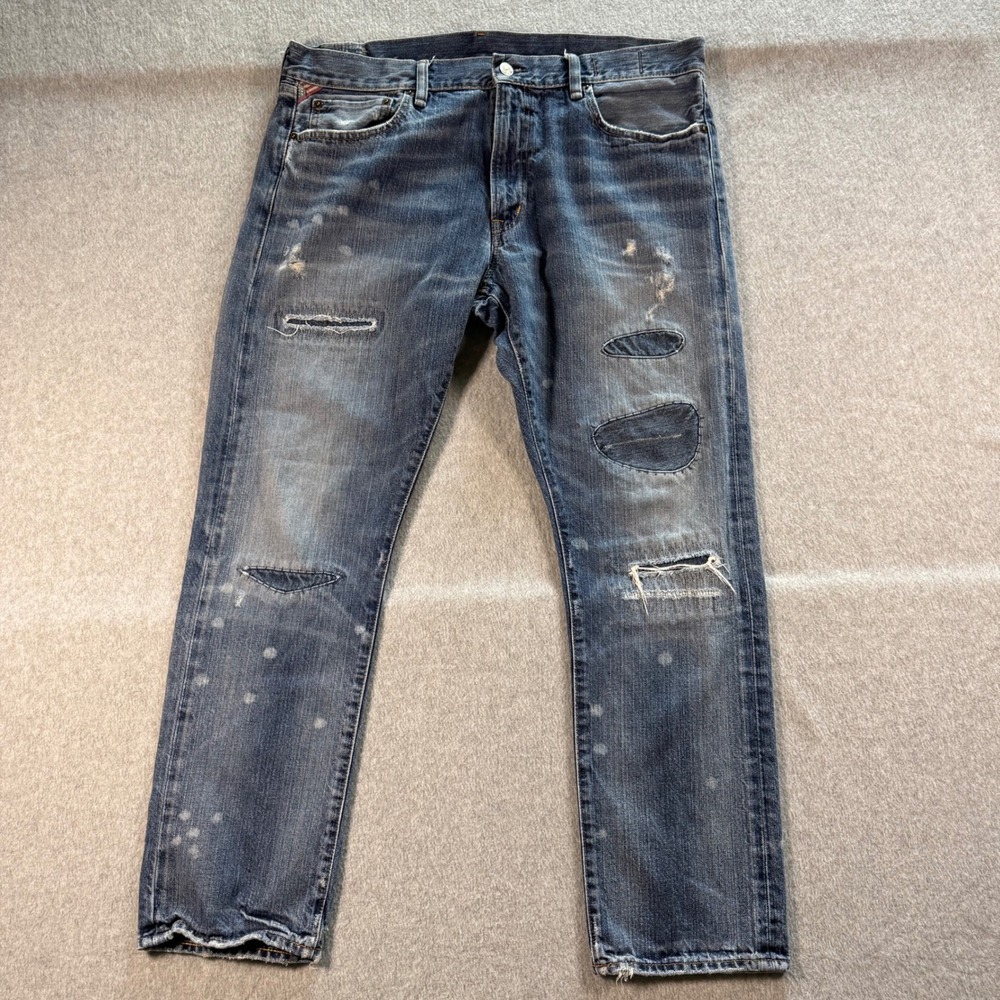 Ralph Lauren Denim & Supply Mens Slim Distressed Patchwork Jeans 36x30